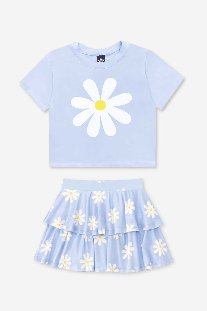 2 Pack Washed Cotton Drop Tee & Simply Soft Double Ruffle Skort - Pretty Daisy Days - NEW!