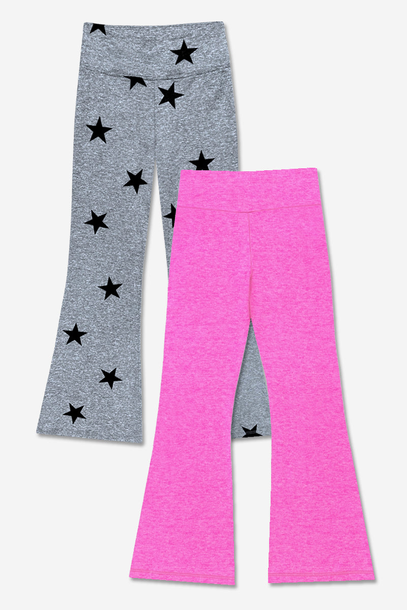 2-Pack Simply Soft Luxe Flare Legging - Dark Pink | Steel Black Stars