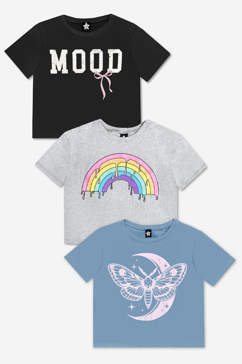 3-Pack Washed Cotton Drop Shoulder Tee - Heather Grey | Black | Grey - NEW! - Image 1