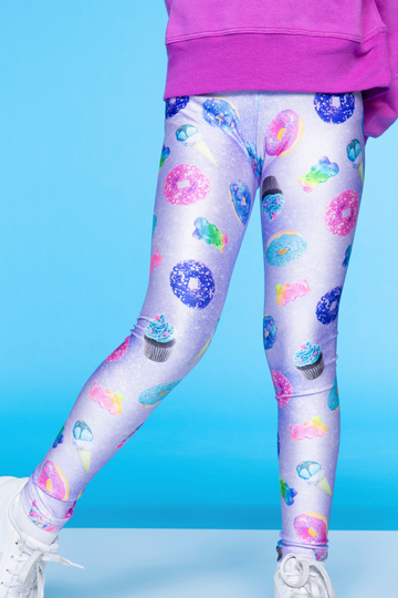 High Shine Long Legging - Lilac Glitter Treats