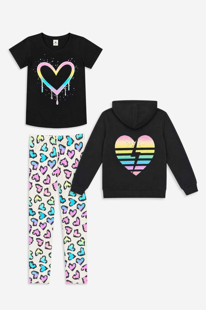 3 Pack Retro Rainbow & Leopard Heart Leggings - Retro Rainbow & Hearts - NEW!