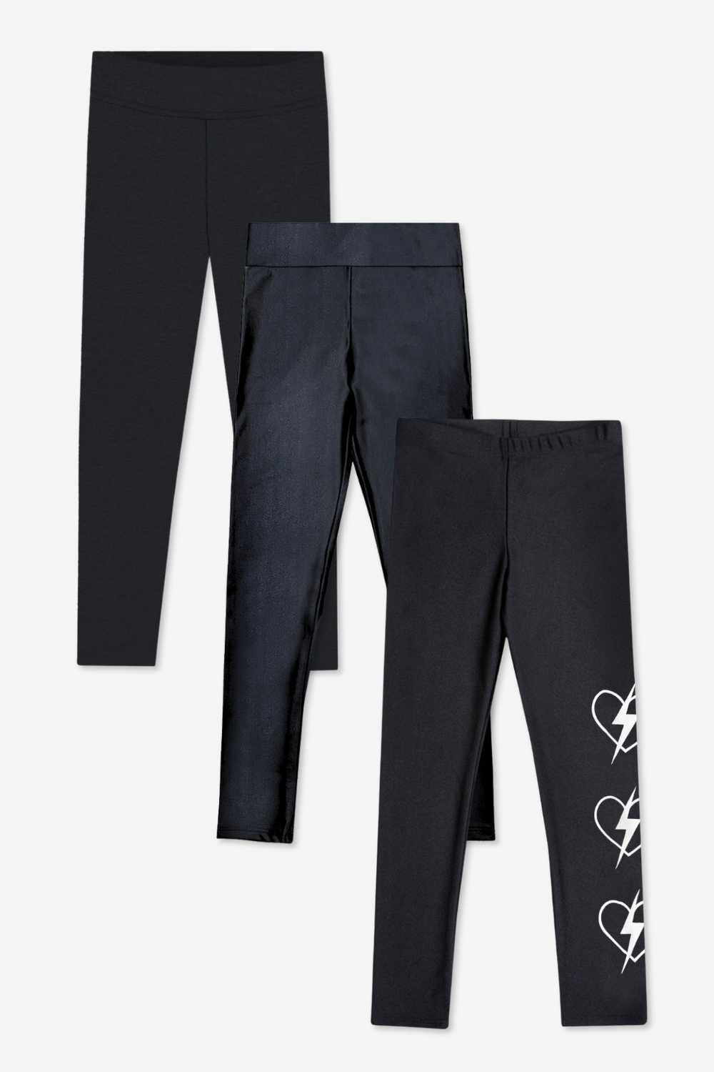 3-Pack Essential Black Leggings Combo
