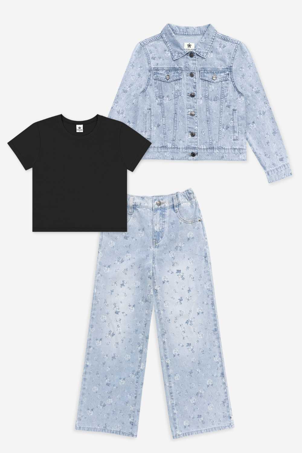 3 Pack Easy Tee and Denim Set - Medium Blue Wash | Pink Floral Smile - NEW!