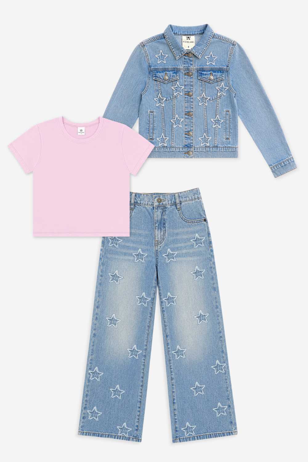 3 Pack Easy Tee and Denim Set - Medium Blue Wash | Pink Floral Smile - NEW!