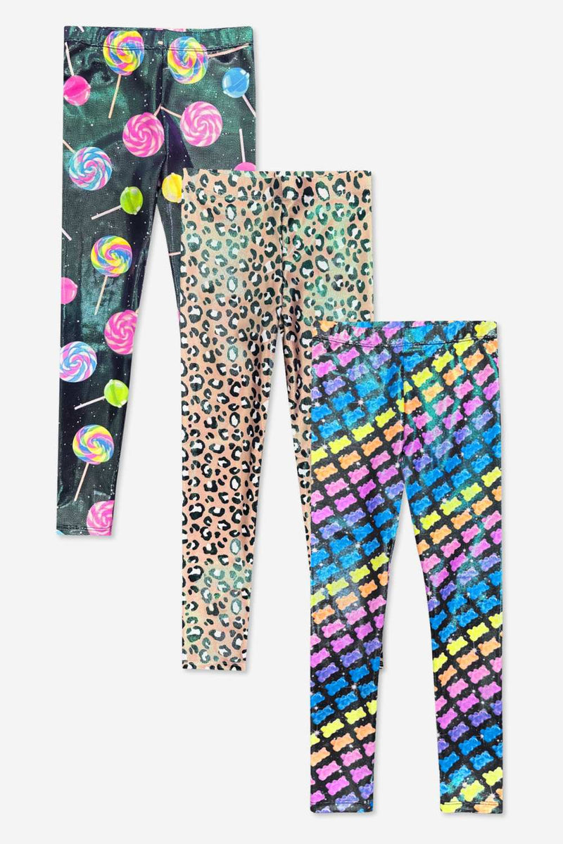 3-Pack Glitter Foil High Shine Legging