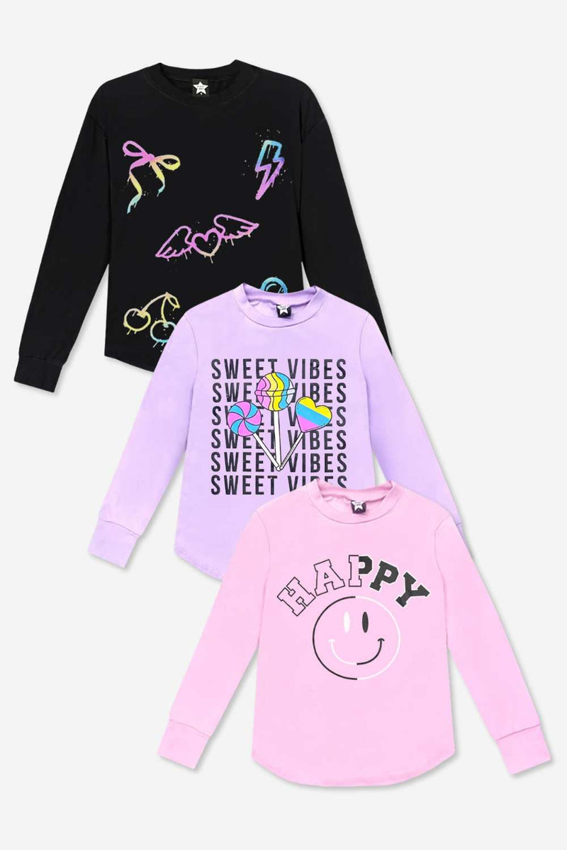 3-Pack Modal Long Sleeve Shirttail Top