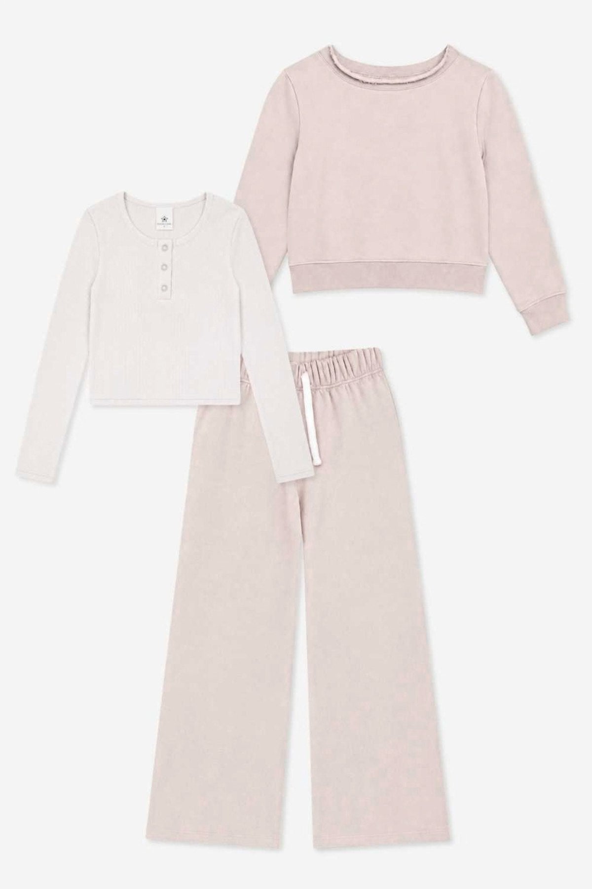 3-Pack Off-Shoulder, Wide Leg & Henley Set
