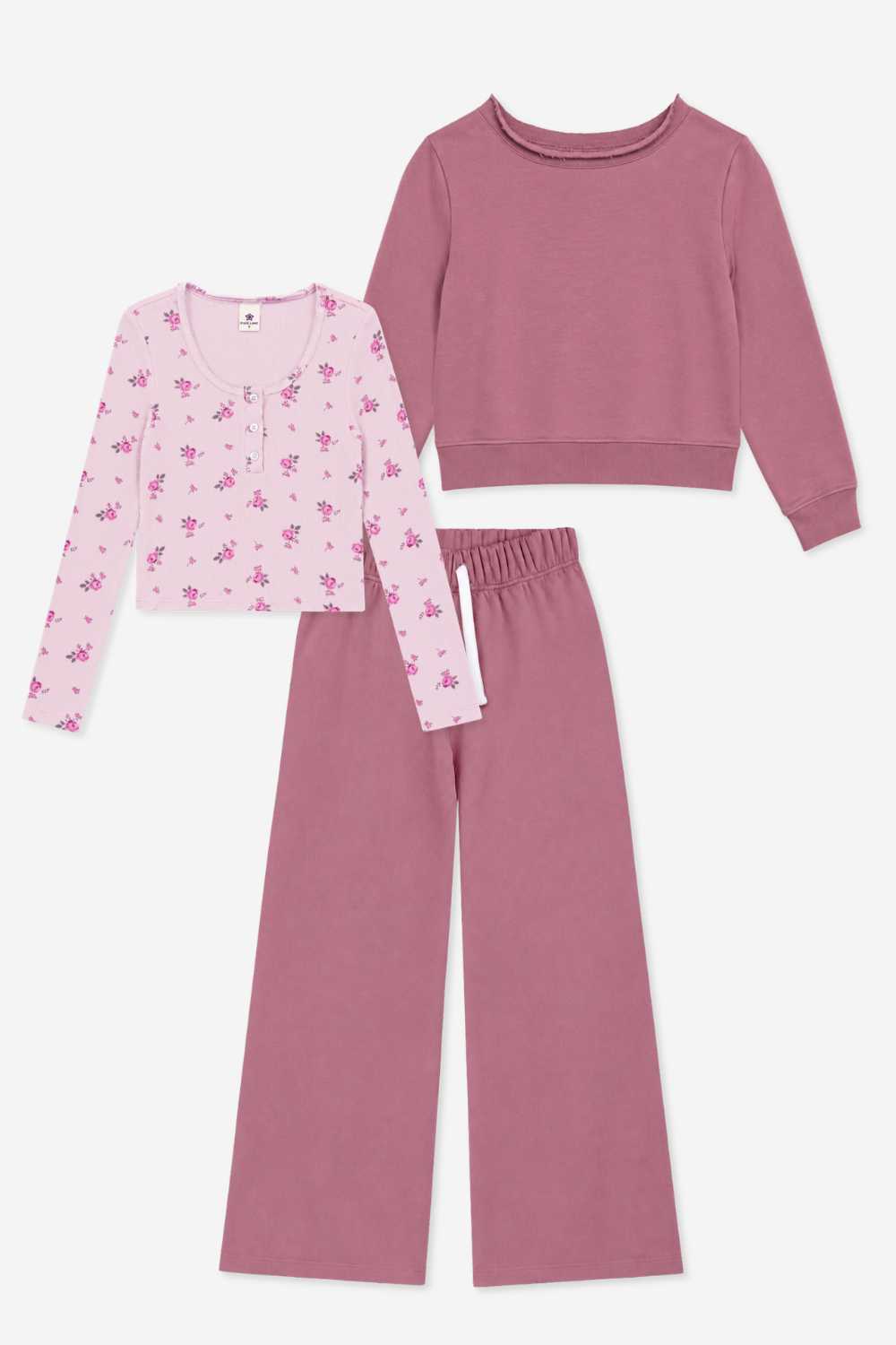 3-Pack Off-Shoulder, Wide Leg & Henley Set