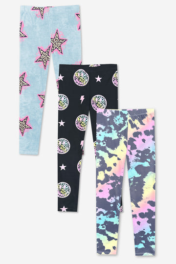 3-Pack Simply Soft Long Legging - Black Rainbow Leopard Smile | Rainbow Tie Dye | Denim Leopard Star - NEW!