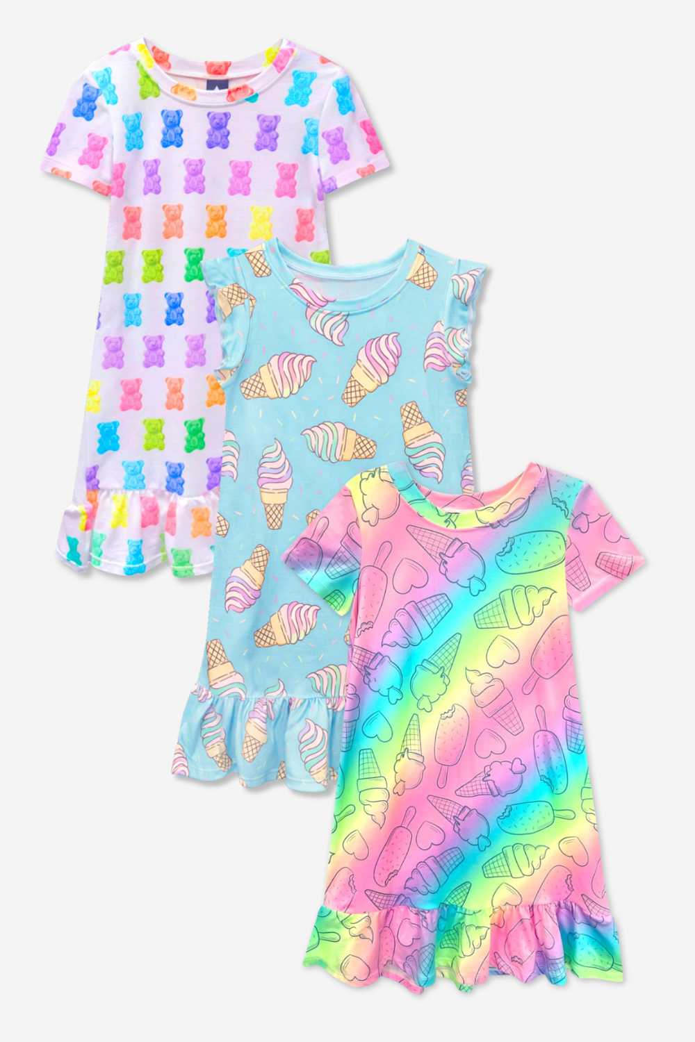 3-Pack Simply Soft Short Sleeve Ruffle Lounge Dress