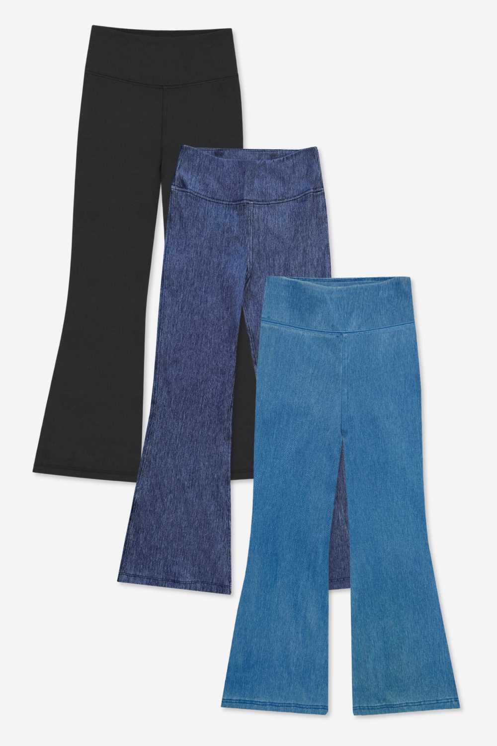 3-Pack Super Stretch Soft Denim Flare Jegging - Black | Vintage Blue  | Vintage Indigo - NEW!