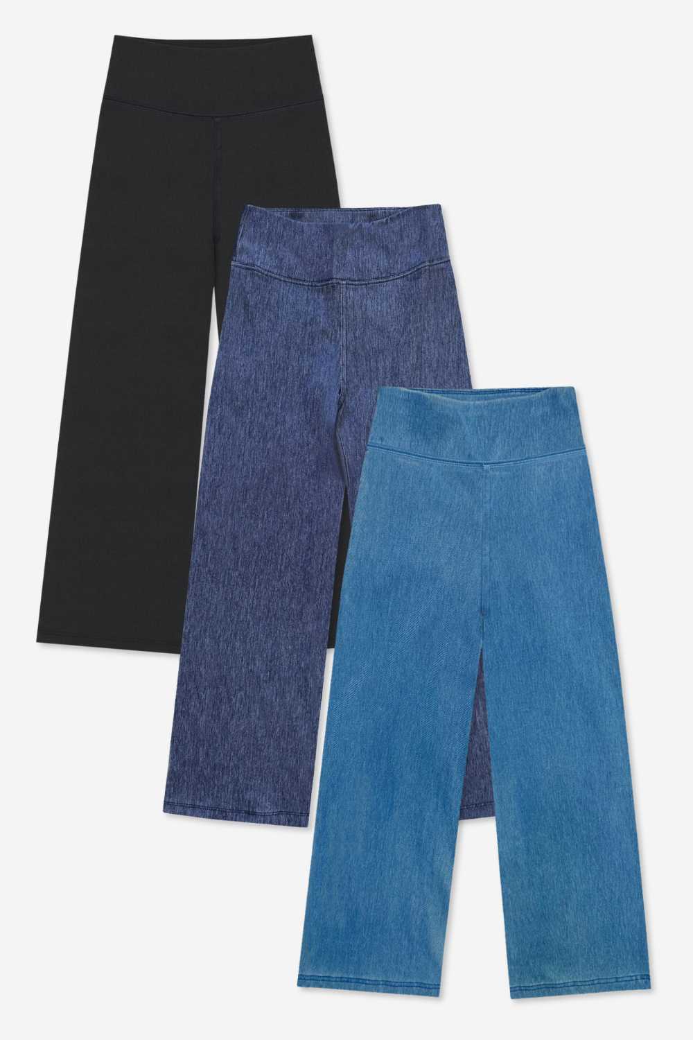 3 Pack Super Stretch Soft Denim Wide Leg Jegging