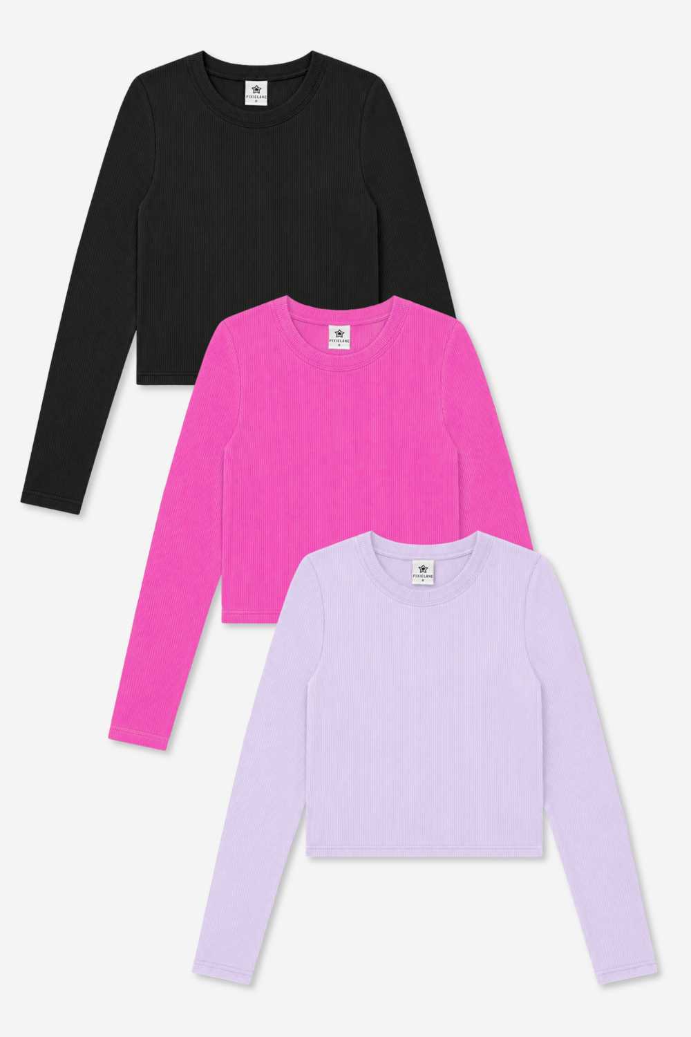 3-Pack Ultra-Soft Ribbed Fitted L/S Tee