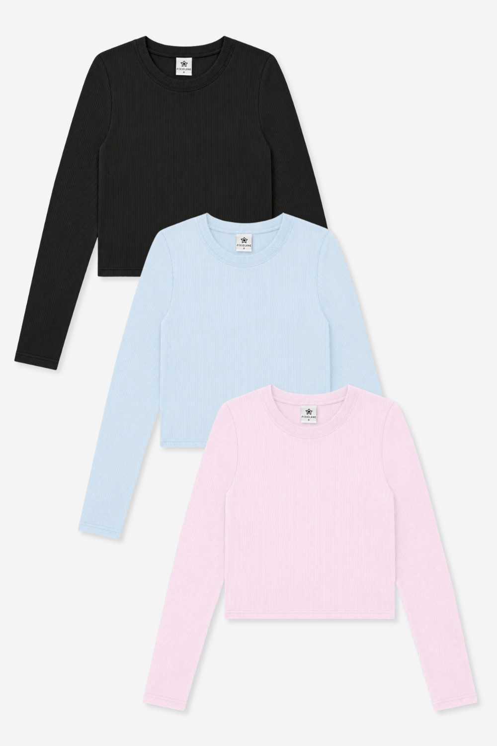 3-Pack Ultra-Soft Ribbed Fitted L/S Tee