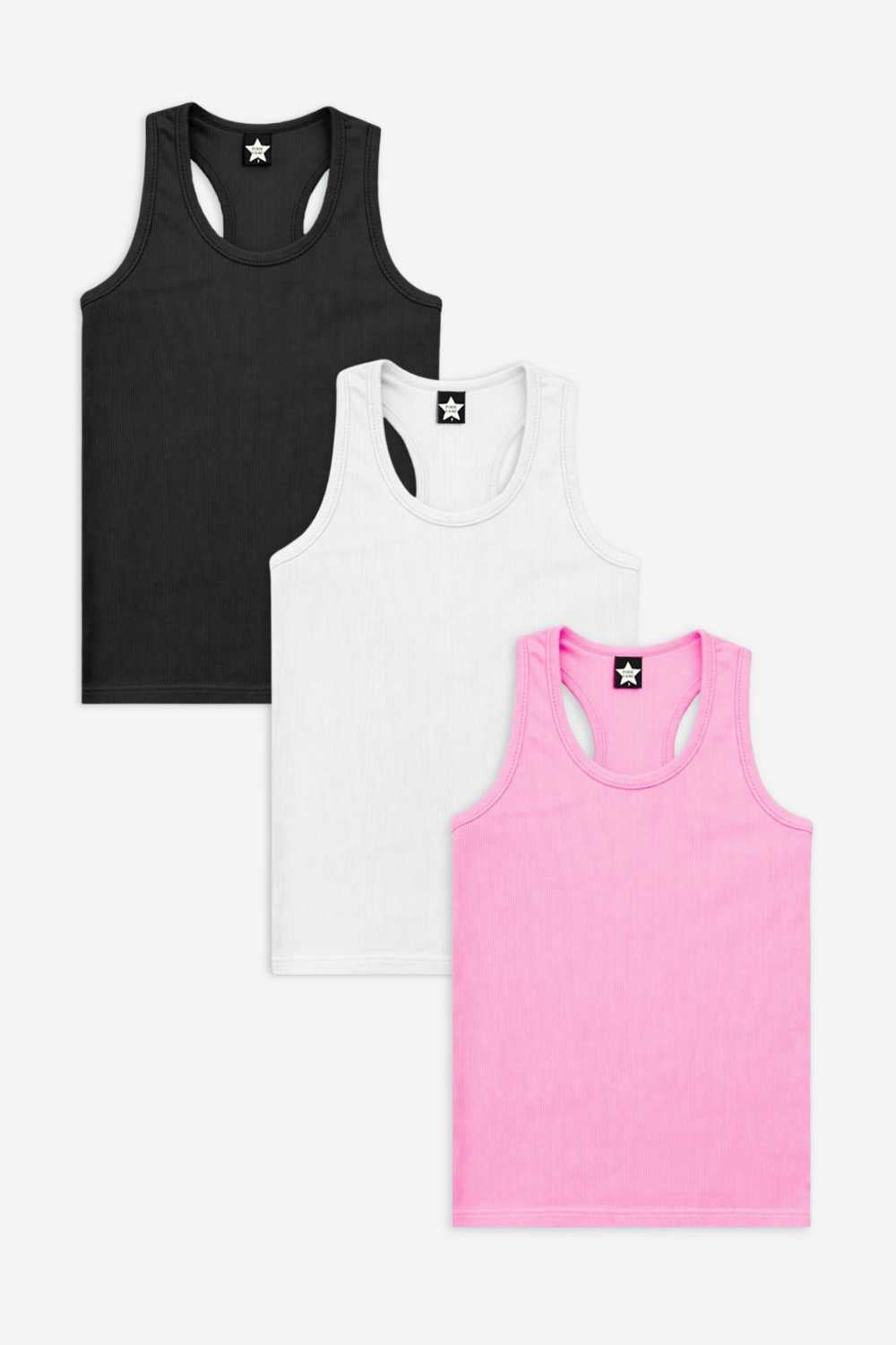 3 Pack - Ribbed Racerback Tank