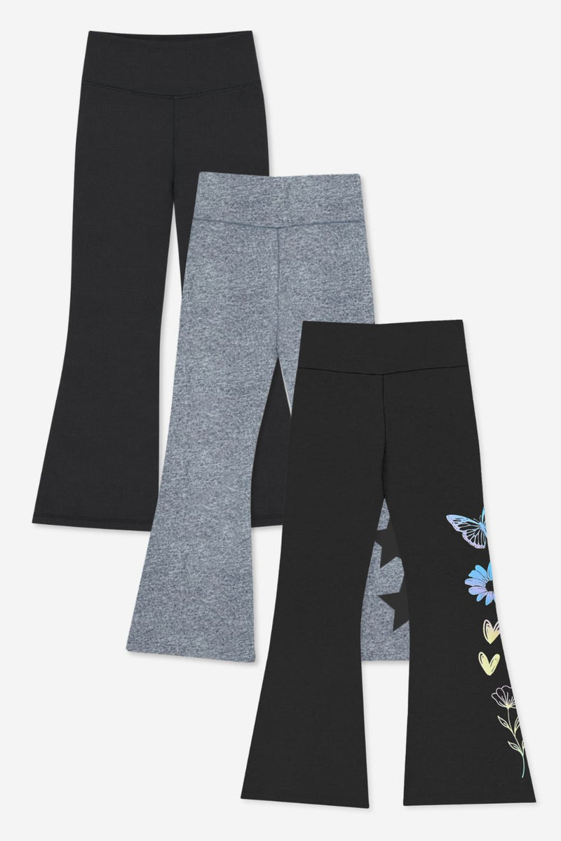 3-Pack Simply Soft Luxe Flare Legging - Black Pastel Rainbow Sketch Emoji | Steel Black Stars | Black - NEW!