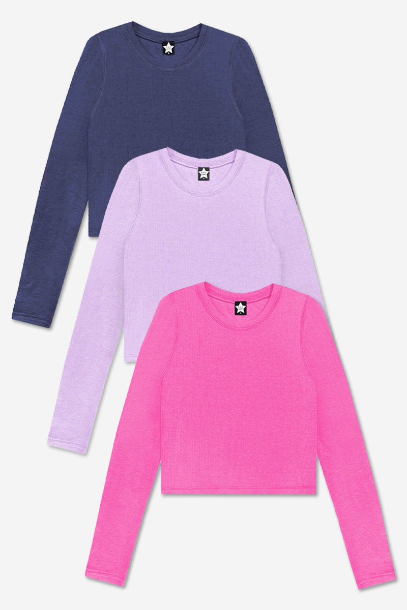 3-Pack Ultra-Soft Ribbed Fitted L/S Tee