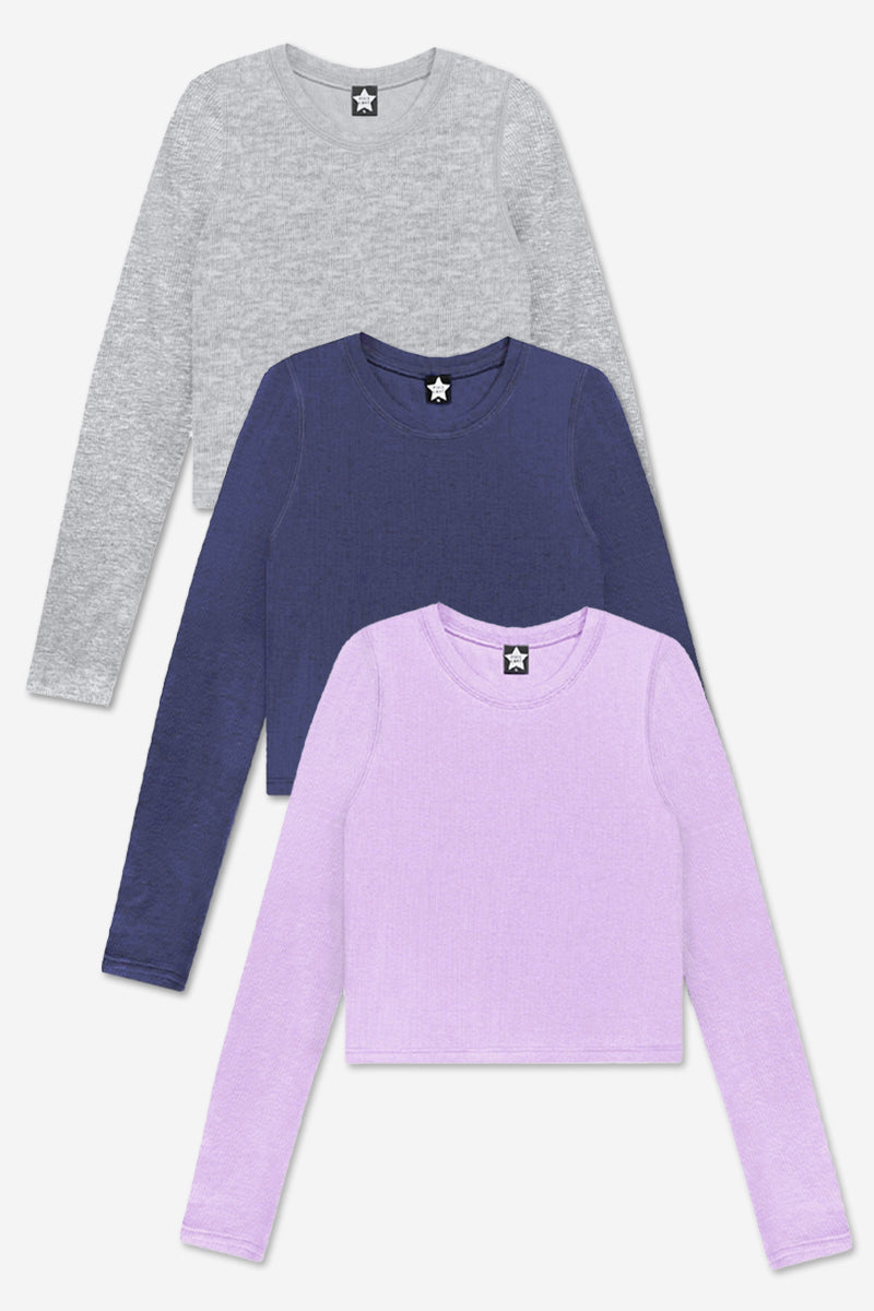 3-Pack Ultra-Soft Ribbed Fitted L/S Tee