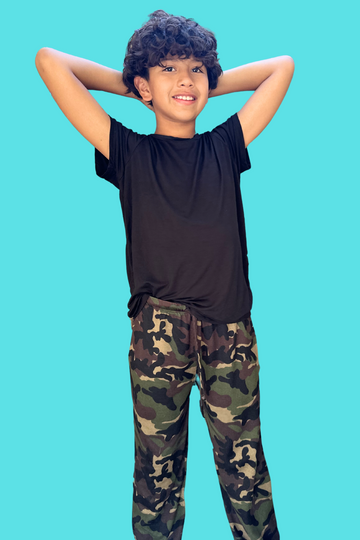 Short Sleeve Tee & Lounge Pant - Black Camo - Black Camo