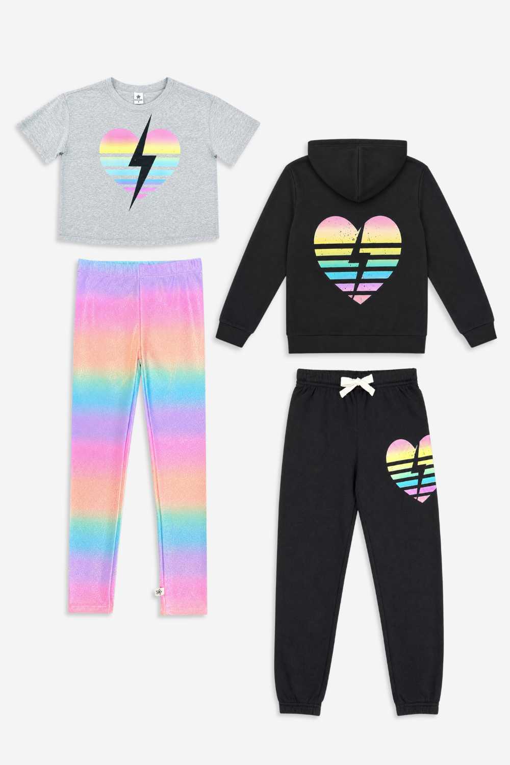 4 Pack Retro Rainbow & Glitter Leggings