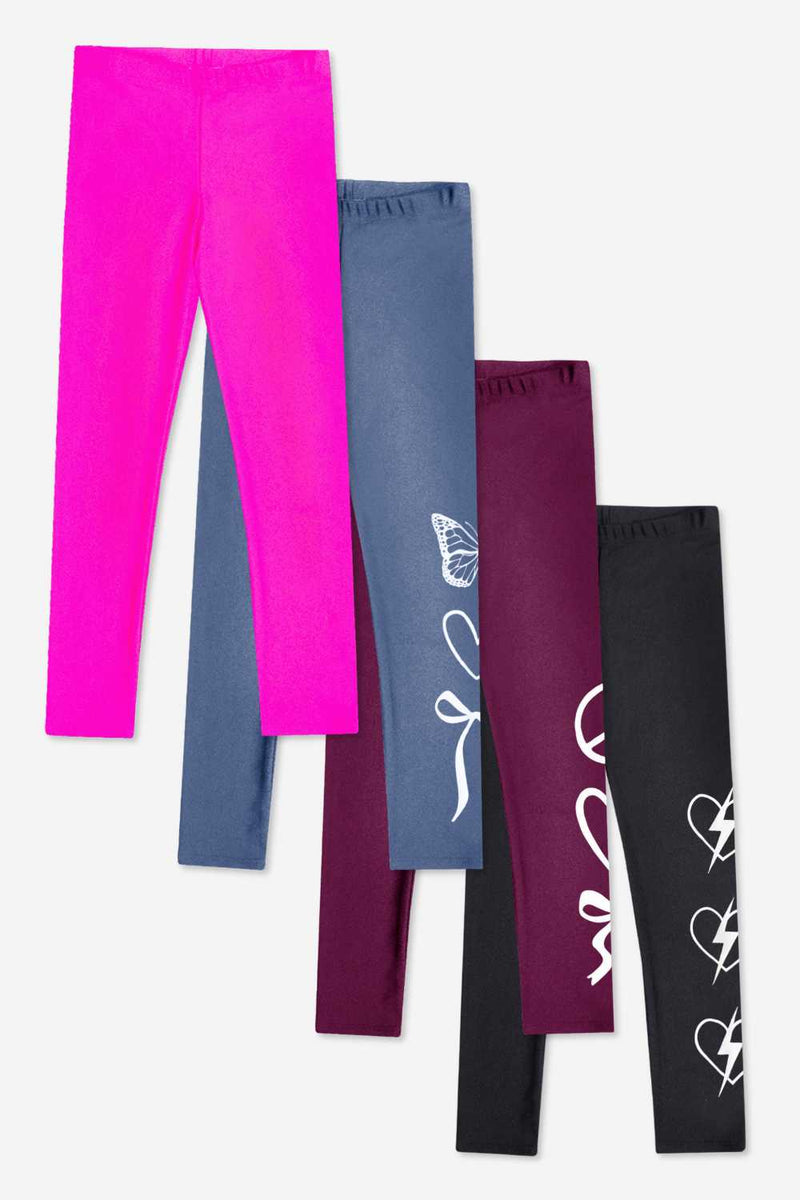 4-Pack High Shine Legging - Neon Pink | Graphite Bow | Burgundy Bow | Black Heart Bolt - NEW!