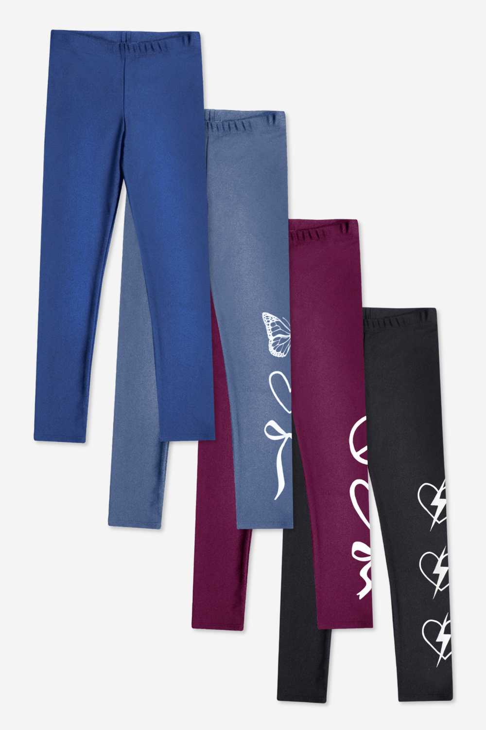 4-Pack High Shine Legging - Neon Pink | Graphite Bow | Burgundy Bow | Black Heart Bolt - NEW!