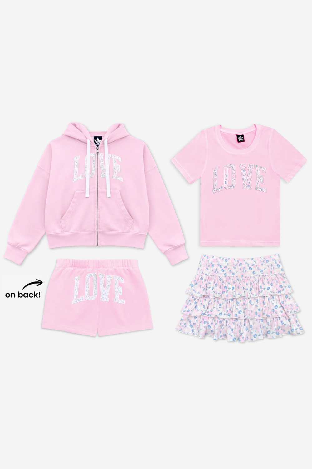 4 Pack - Vintage Floral Set - Pink Rose Love | Dusty Pink Floral Love | Pink Tie Dye Denim Floral