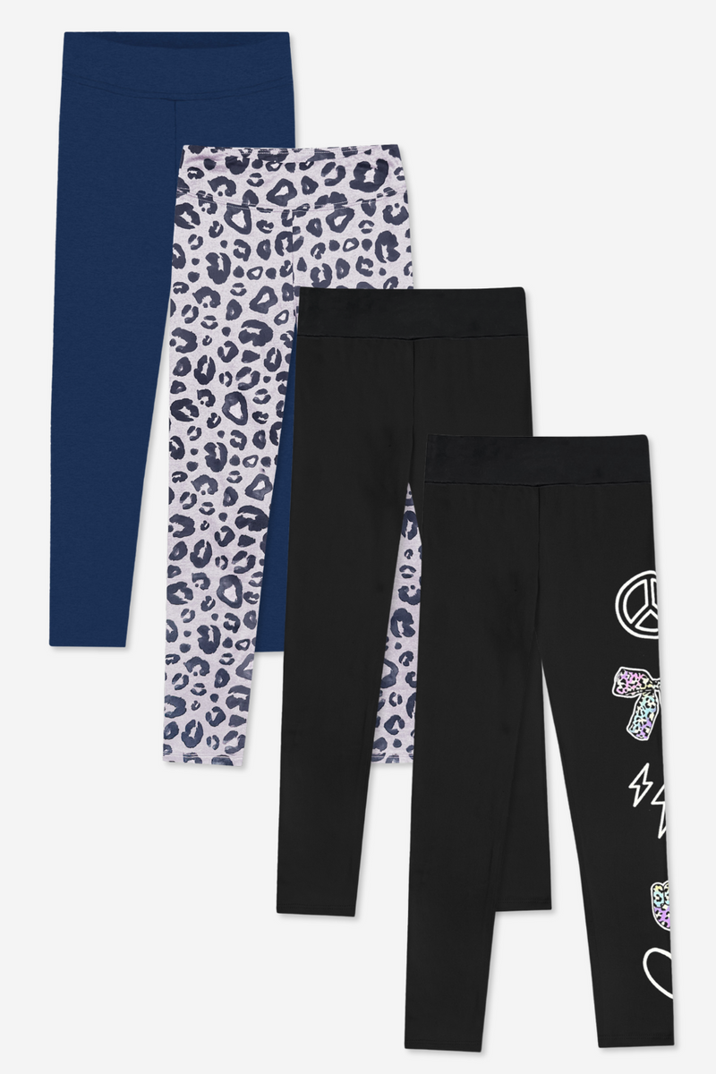 4-Pack Simply Soft Luxe Legging - Black | Taupe Black Leopard | Navy | Black Peace Elements