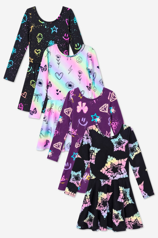 4 Pack Simply Soft L/S Skater Dress