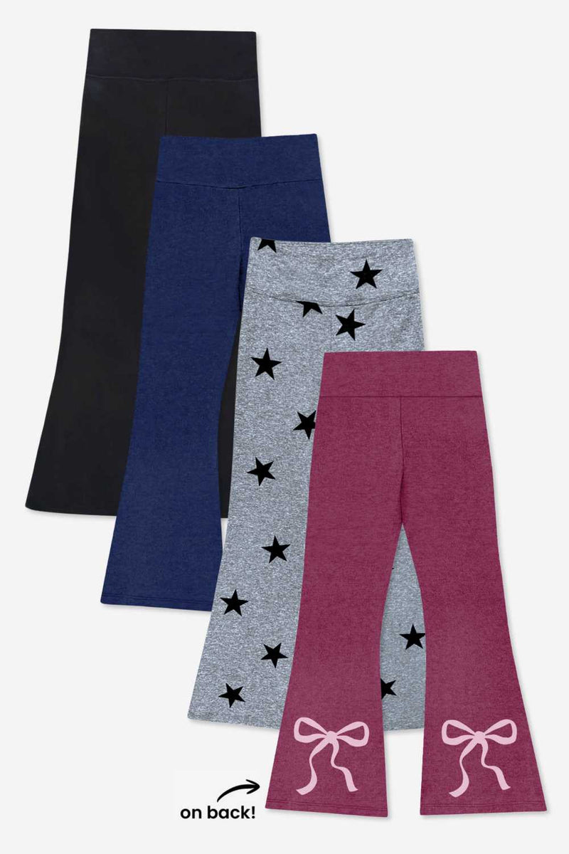 4-Pack Simply Soft Luxe Flare Legging - Black | Navy | Steel Stars | Burgundy Bow - NEW!