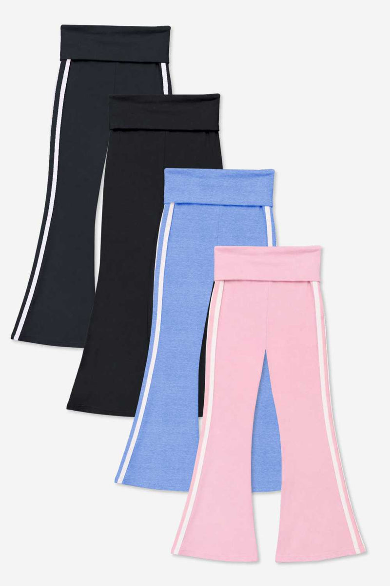 4 Pack Simply Soft Luxe Foldover Flare - Denim White Stripe | Black White Stripe | Dusty Pink White Stripe | Black - NEW!