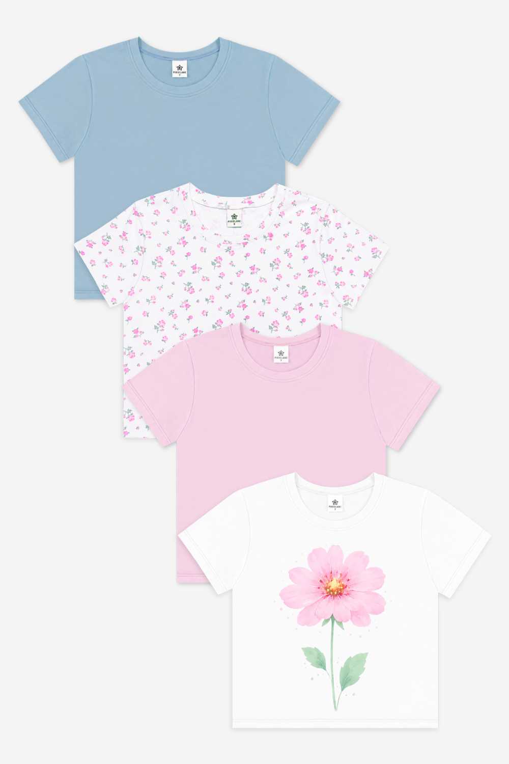 4 Pack Simply Soft Easy Tee - Denim Sky | Ivory Ditsy Pink Floral | Dusty Pink | Ivory Pink Floral - NEW!
