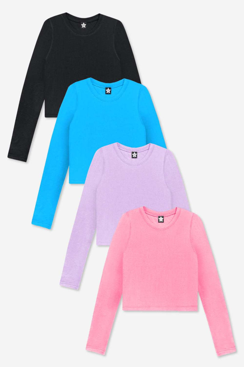 4-Pack Ultra-Soft Ribbed Fitted L/S Tee
