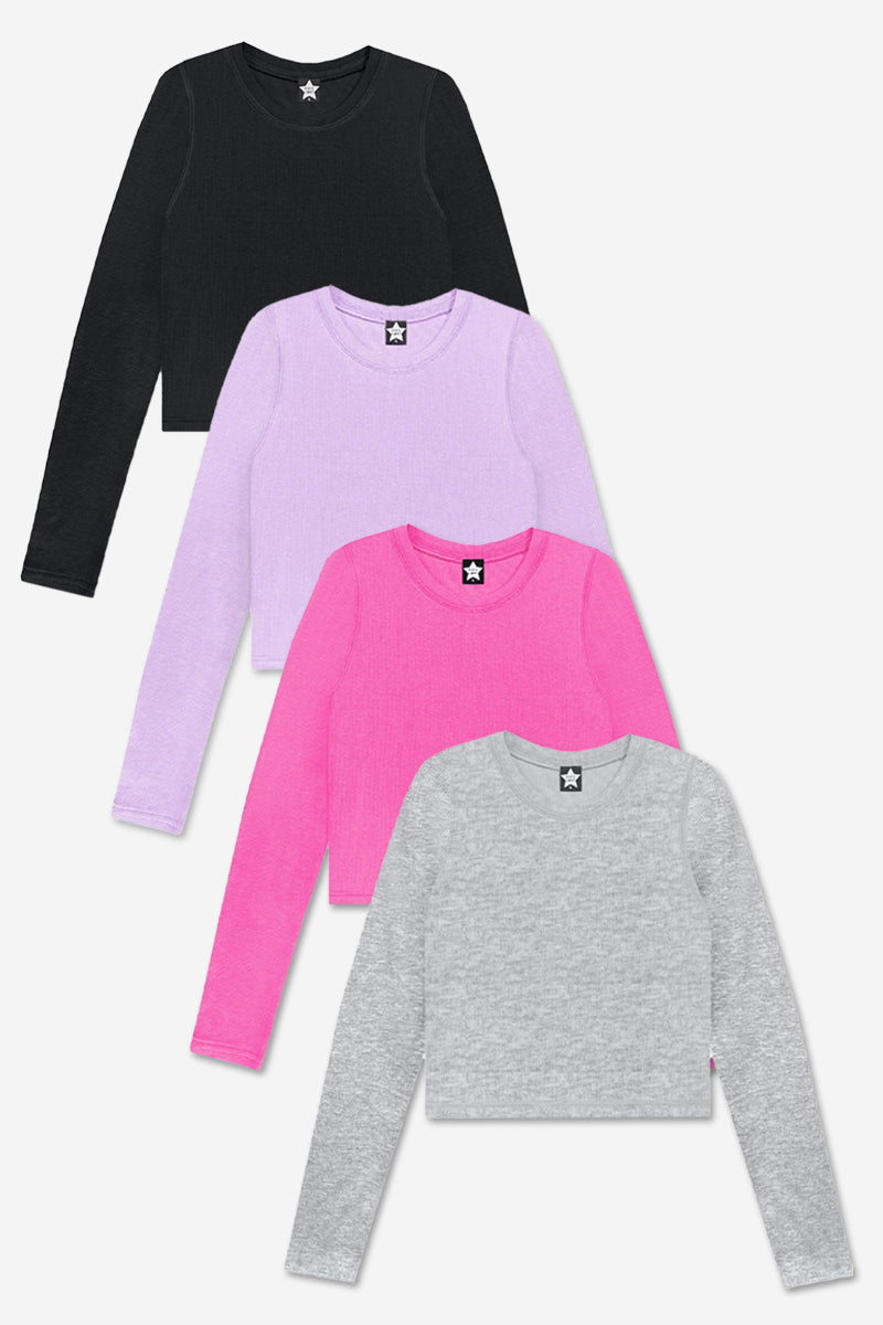 4-Pack Ultra-Soft Ribbed Fitted L/S Tee