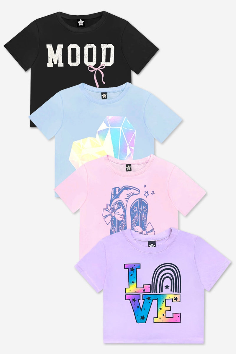 4-Pack Washed Cotton Drop Shoulder Tee