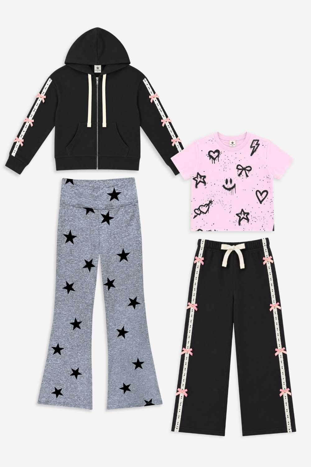 4 Pack Zip Hoodie, Easy Tee & Pants Set