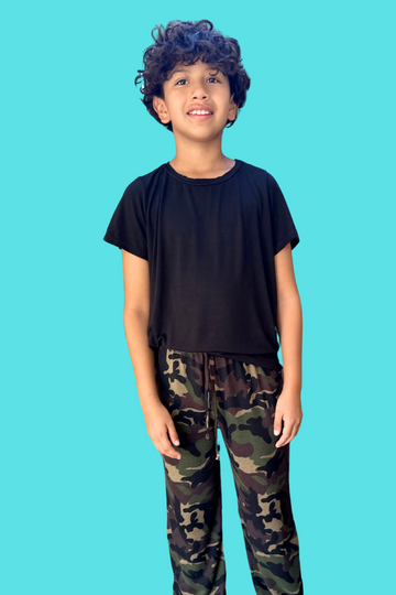 Short Sleeve Tee & Lounge Pant - Black Camo