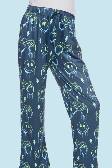 Simply Soft Karate Pant - Blue Video Game Smile