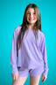 Ribbed Long Sleeve Easy Tee & Dolphin Short - Lavender