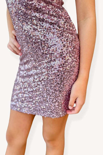 Strappy Sequin Dress - Rose Gold