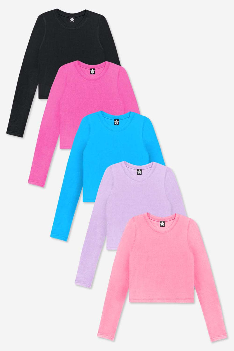 5-Pack Ultra-Soft Ribbed Fitted L/S Tee