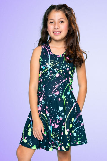 Simply Soft Racerback Skater Dress - Black Splatter - BOGO50!