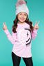 Modal Long Sleeve Shirttail Top - Candy Pink Graffiti Smiley