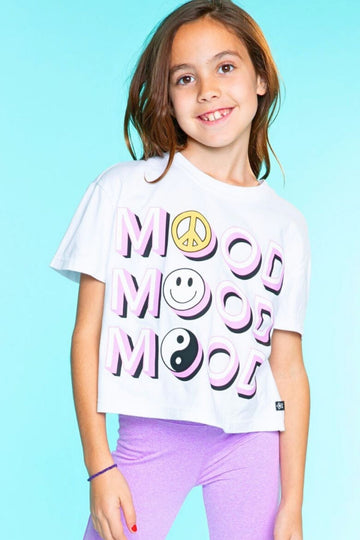 Washed Cotton Drop Shoulder Tee - White Mood Smile