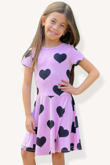 Simply Soft Short Sleeve Skater Dress - Sweet Pea Black Hearts