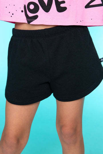 Cotton Soft French Terry Dolphin Short - Black