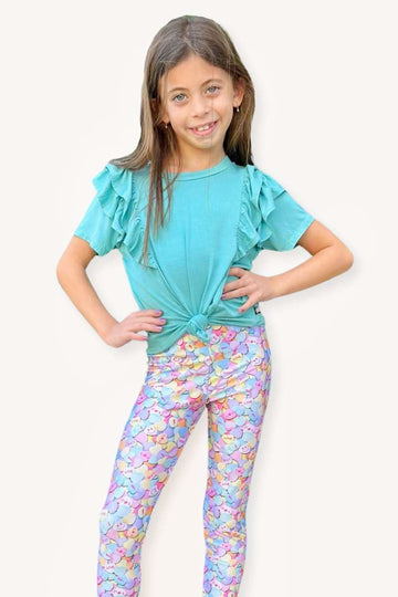 Modal Cotton Ruffle Toddler Leggings For Girls Candy Color Cropped