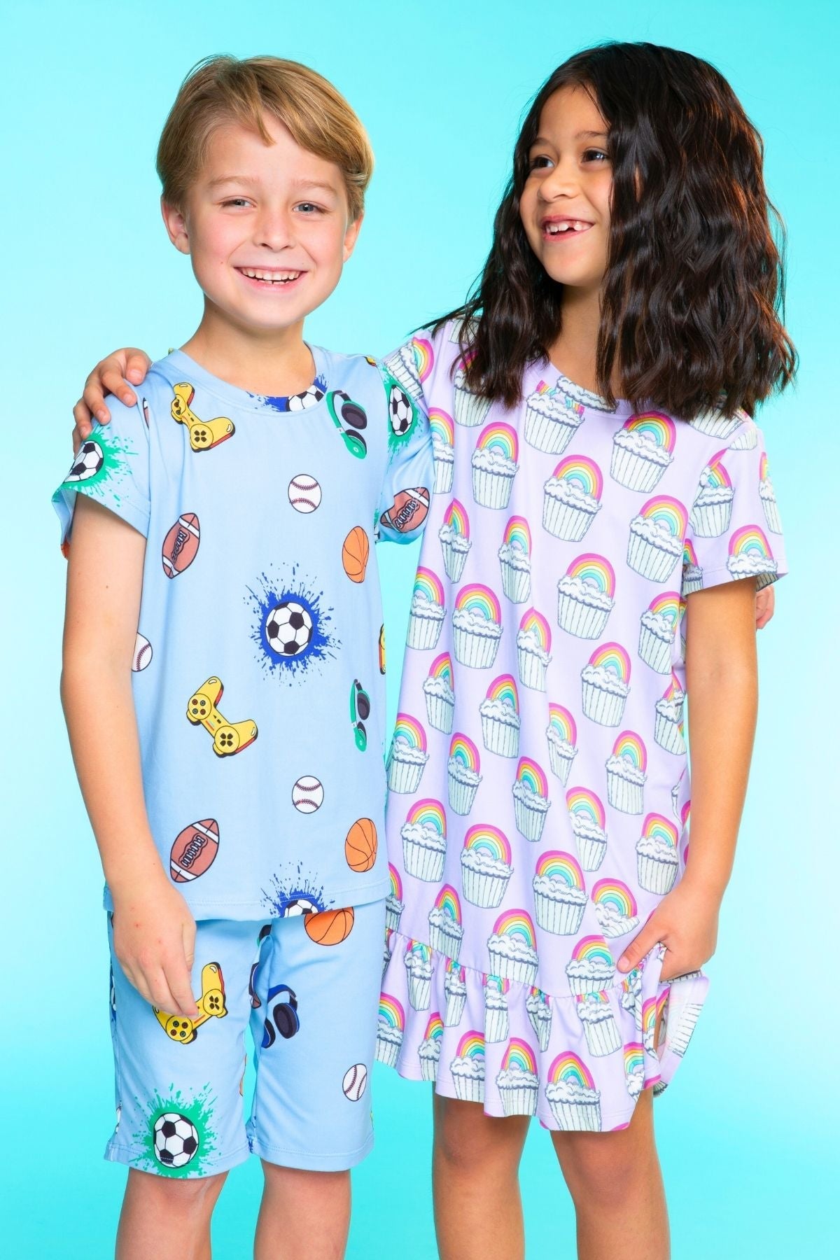 Simply Soft Short Sleeve Tee & Lounge Short - Blue Pizza