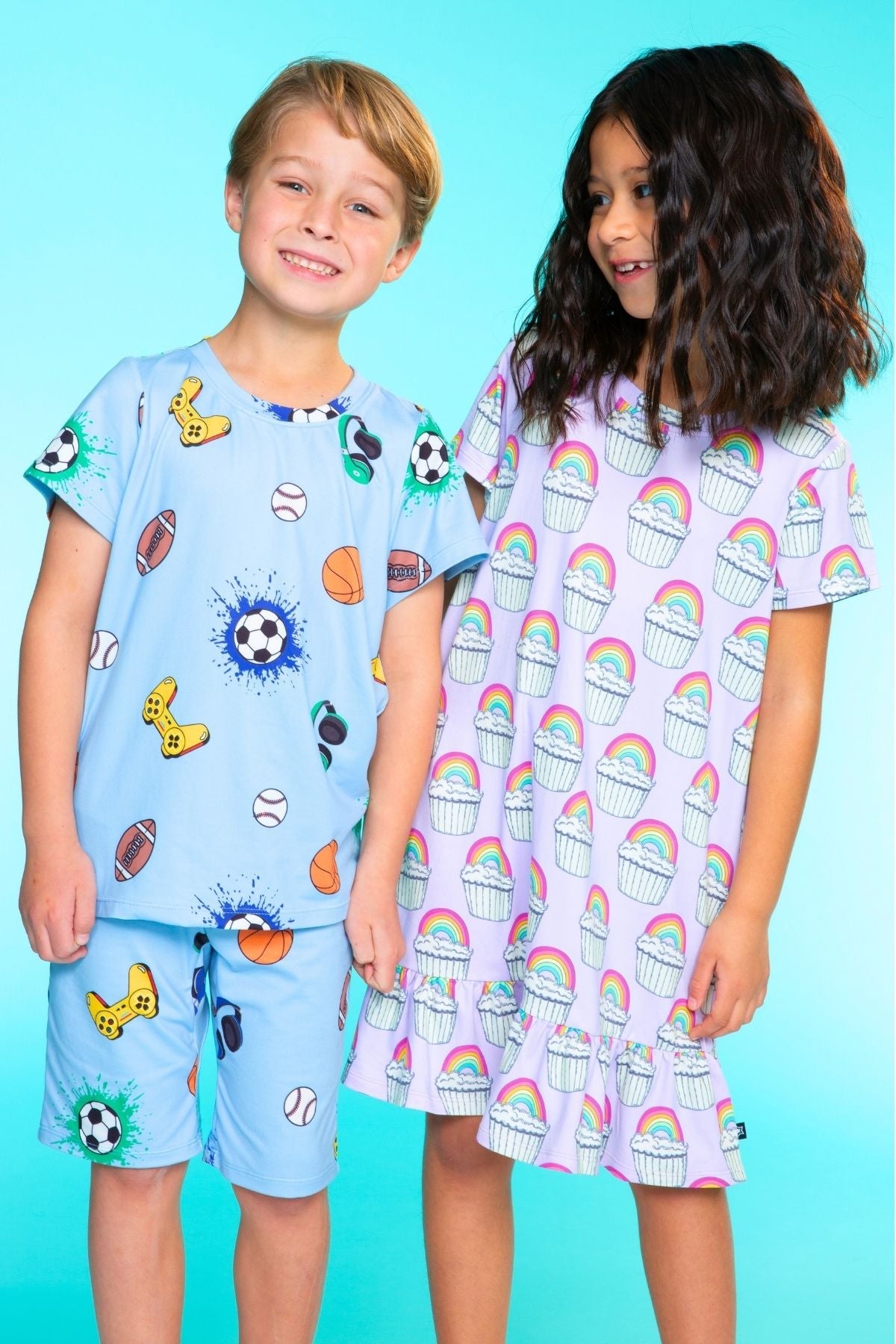 Simply Soft Short Sleeve Tee & Lounge Short - Blue Pizza