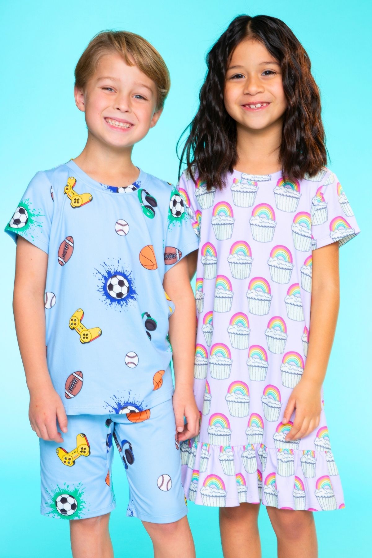 Simply Soft Short Sleeve Tee & Lounge Short - Blue Pizza
